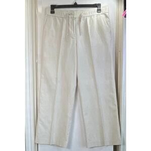 Loft Womens 12Petite White /Cream Wide Leg Linen Blend Pants Pockets FLAWS